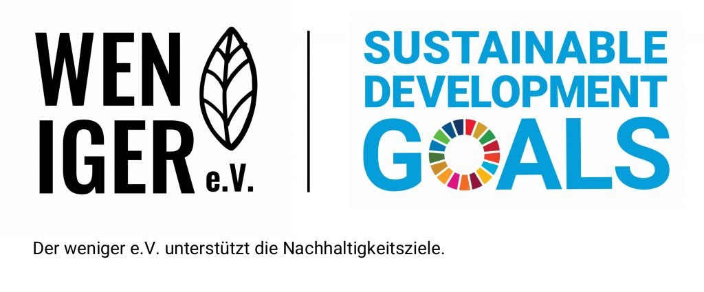 Logo Zusammenarbeit weniger e.V. und SDG (Sustainable Development Goals)
